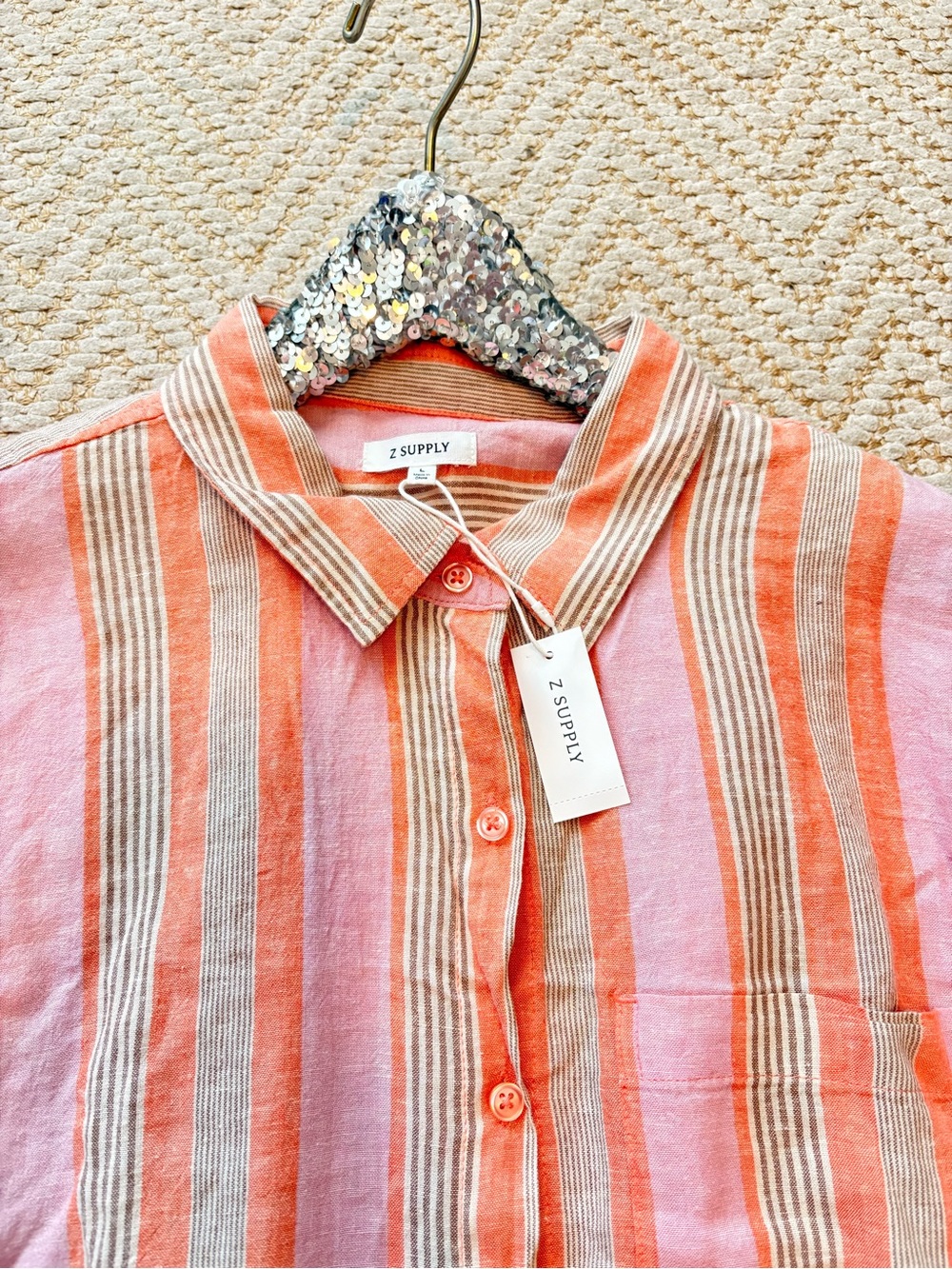Z Supply The Perfect Stripped Button Up NWT. Women’s Size Large. Tigerlily